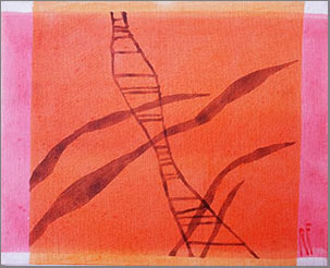 Bild 1 von WV-Nr: 2004-06''Leiter'' 2004, 24 x 30 cm, Acryl auf Leinwand