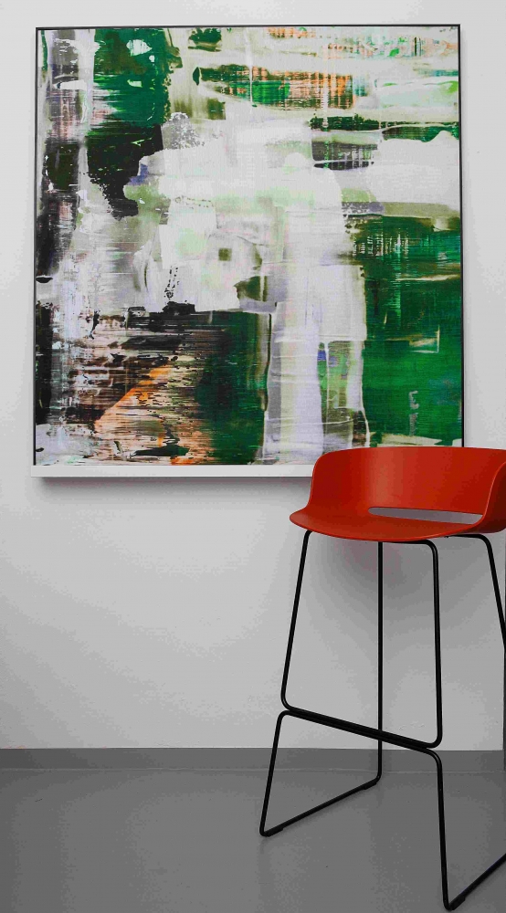 Bild 1 von Abstrakt Green Monsum - Blurred Game  - Recycelter Jeansstoff  by Felix von Altersheim