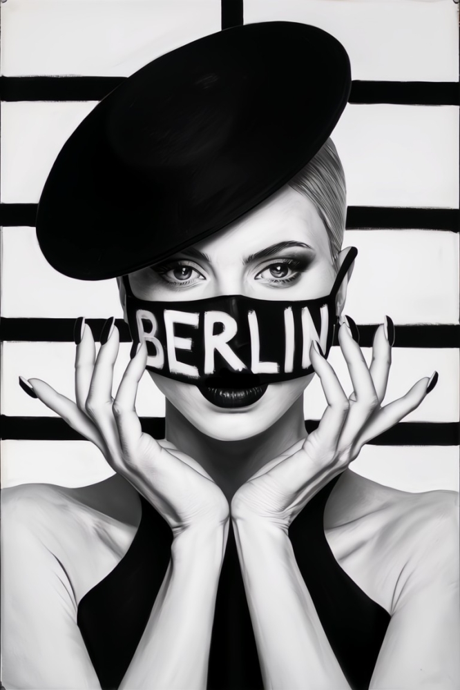 Bild 1 von S/W City Female - Berlin  / (Größe) 70x100 cm 2 cm Leinwand gespiegelt