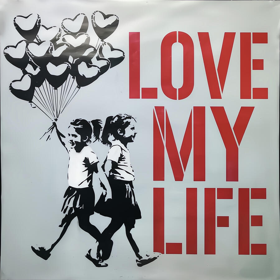 Bild 1 von Stencil Art Girl with Balloon- Love my life  01 Edition of 50