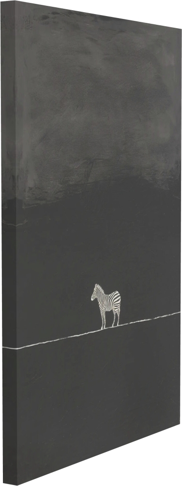 Bild 1 von Minimalismus Abstrakt einsamer winziger Zebra grau schwarz - Edition of 50