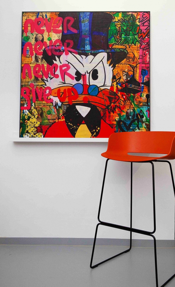 Bild 1 von Motiv Dagobert Never give up - Recycelter Jeansstoff  by Felix von Altersheim