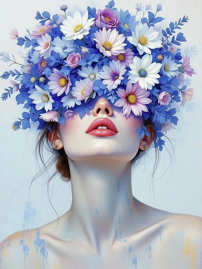 Bild 1 von Abstrakte Weibliche Portrait - Farbe Blau Flora 10