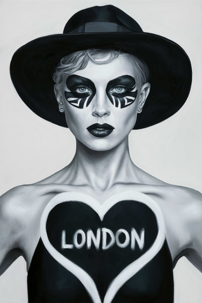 Bild 1 von S/W City Female - London  / (Größe) 70x100 cm 2 cm Leinwand gespiegelt