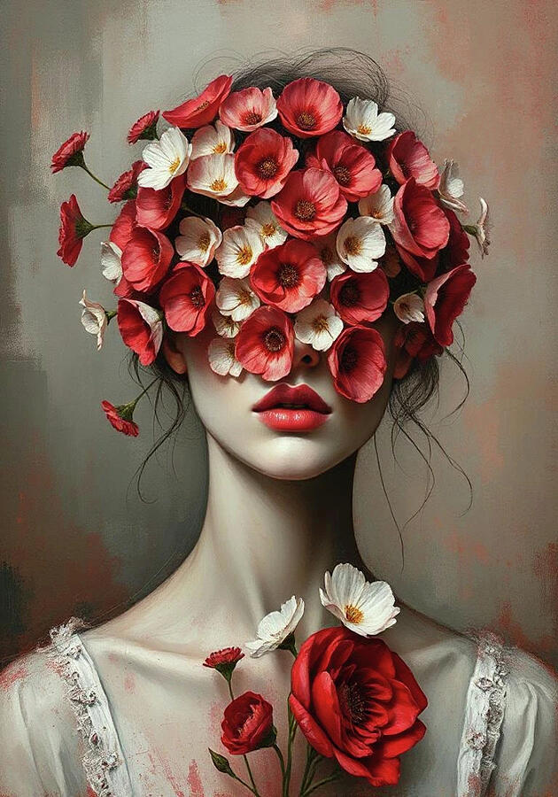 Bild 1 von Abstrakte Weibliche Portrait - Farbe Rot Flora 04