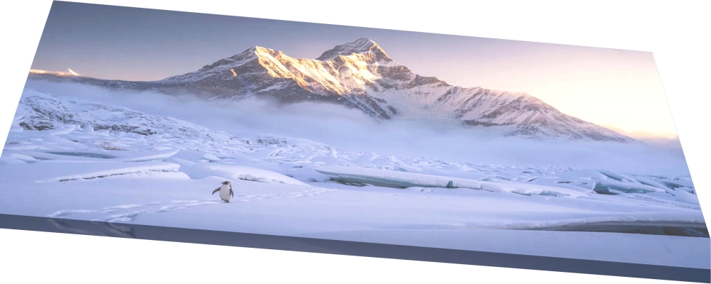 Bild 1 von Kunstfotografie Königliche Berglandschaft Süd Georgien einsamer Pinguin  by Andre Bergmann