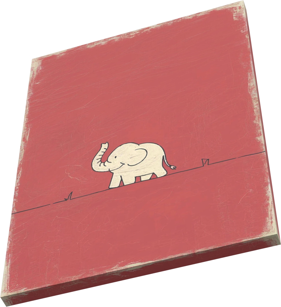 Bild 1 von Minimalismus Abstrakt einsamer winziger Elefant Rot - Edition of 50