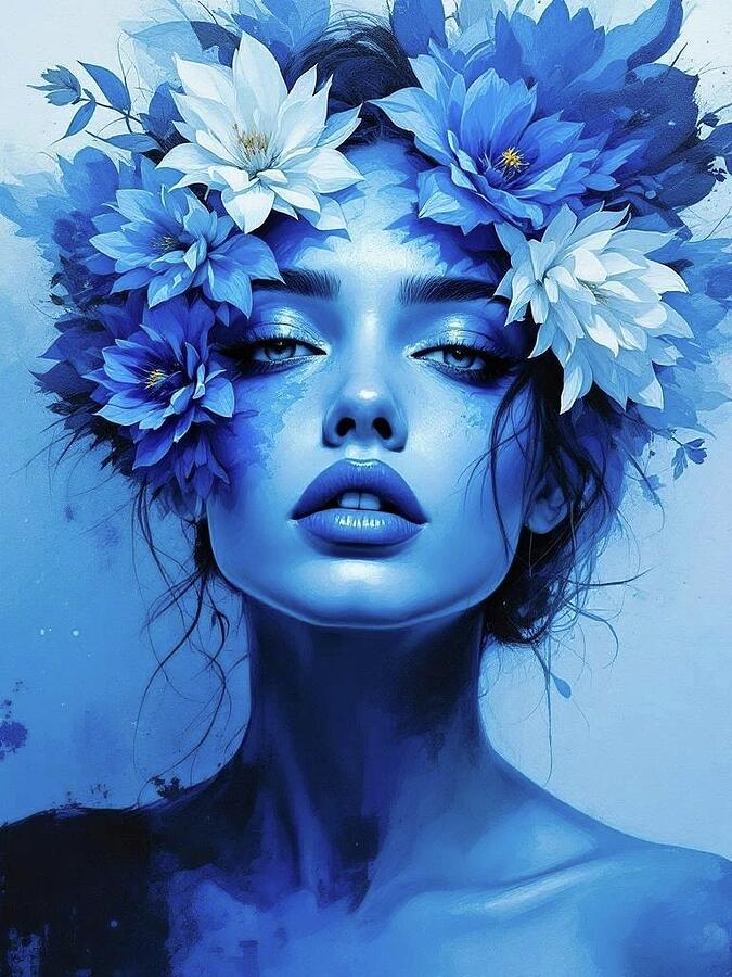 Bild 1 von Abstrakte Weibliche Portrait - Farbe Blau Flora 13