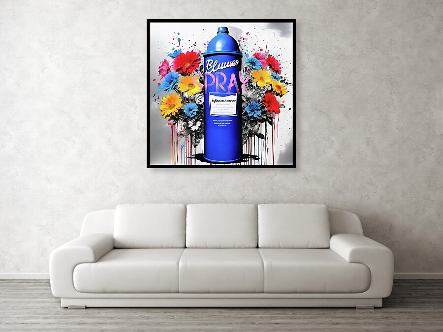 Bild 1 von Premium - Galerie Rahmen -  Spraydose - Bunte Blumen - Street Art