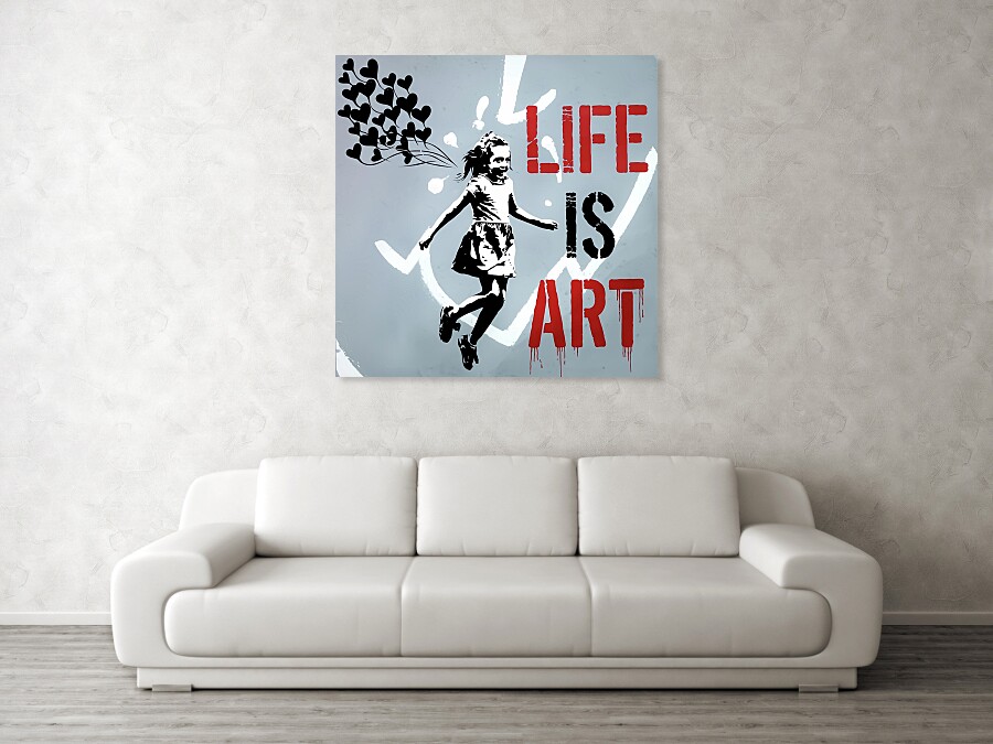 Bild 1 von Stencil Art Girl with Balloon- Life is Art 02 Edition of 50