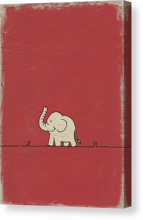 Bild 1 von Minimalismus Abstrakt einsamer winziger Elefant Rot - Edition of 50