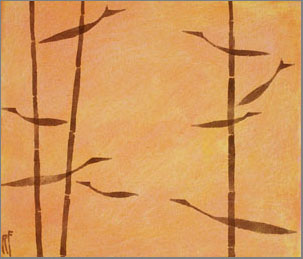 Bild 1 von WV-Nr: 2008-17 ''Bambusfische'' 2022, 26 x 30 cm, Acryl auf Leinwand