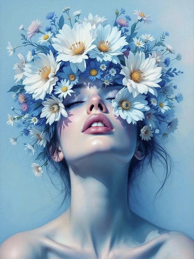 Bild 1 von Abstrakte Weibliche Portrait - Farbe Blau Flora 11