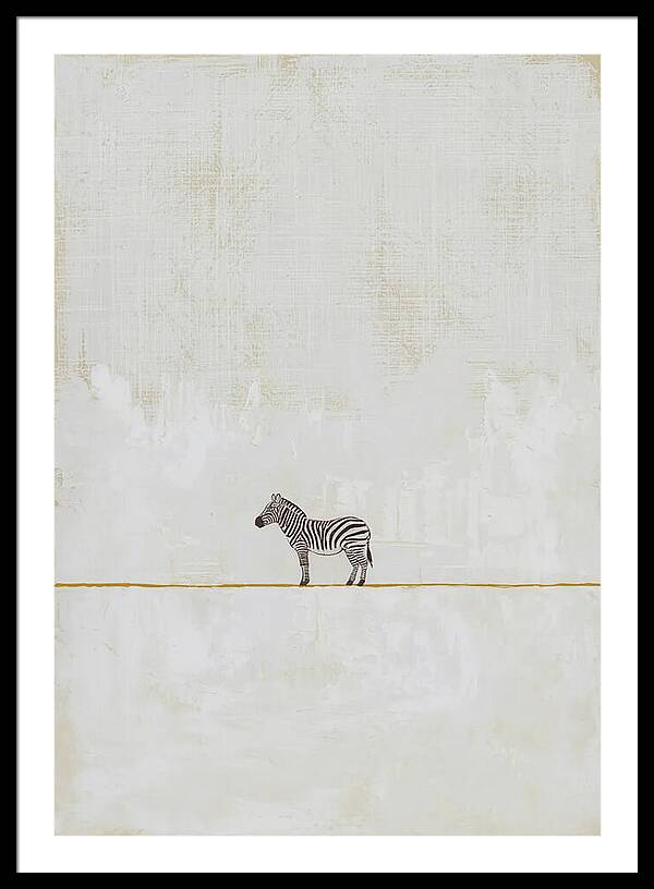 Bild 1 von Minimalismus Abstrakt einsamer winziger Zebra creme beige - Edition of 50