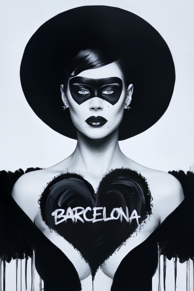 Bild 1 von S/W City Female - Barcelona  / (Größe) 70x100 cm 2 cm Leinwand gespiegelt