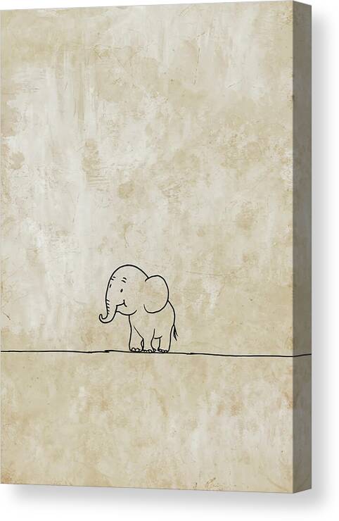 Bild 1 von Minimalismus Abstrakt einsamer winziger Elefant creme beige - Edition of 50