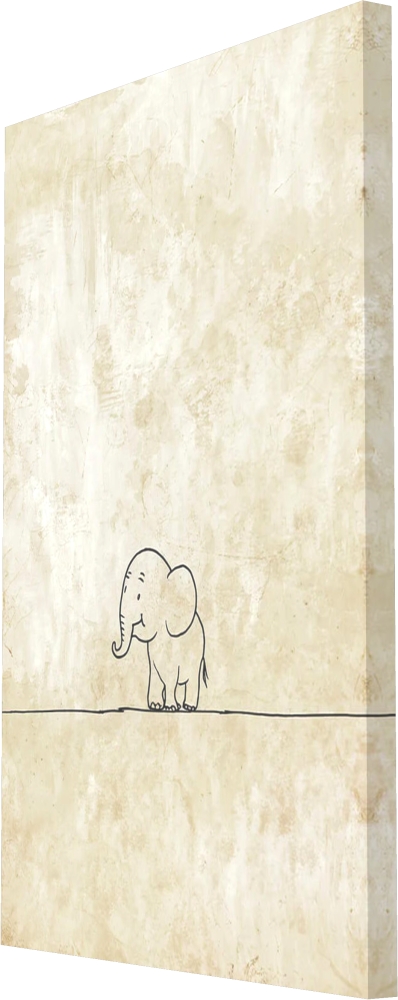 Bild 1 von Minimalismus Abstrakt einsamer winziger Elefant creme beige - Edition of 50