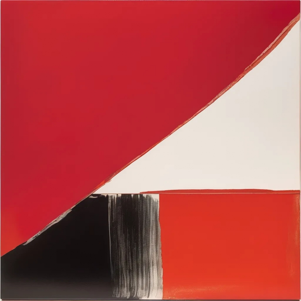 Bild 1 von Bauhaus Rot - Abstrakt - Retro  / (Größe) 100x100 cm 2 cm Leinwand gespiegelt