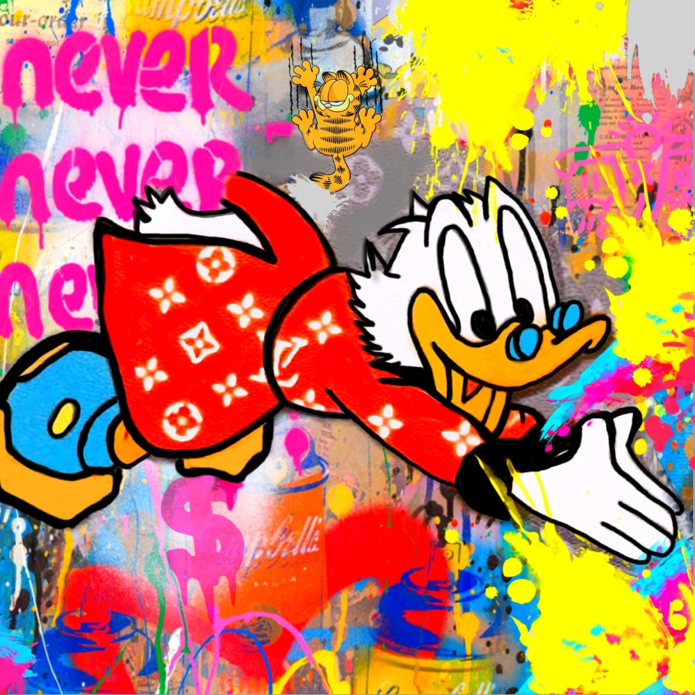 Bild 1 von Einzelstück! Hommage an  Dagobert Duck Never give up Part 4  70x70 cm