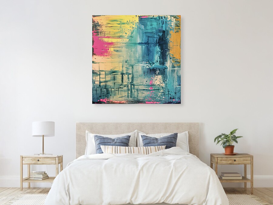 Bild 1 von Ocean Blue Summer Abstrakt Nr. 4  / (Größe) 80x80 cm 2 cm Leinwand gespiegelt