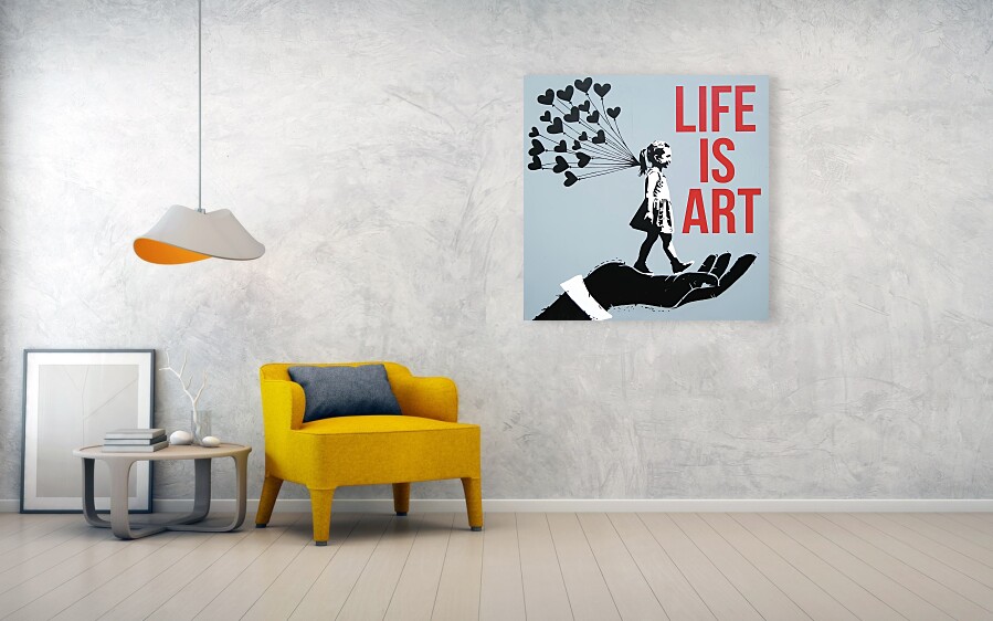 Bild 1 von Stencil Art Girl with Balloon- Life is Art 01 Edition of 50