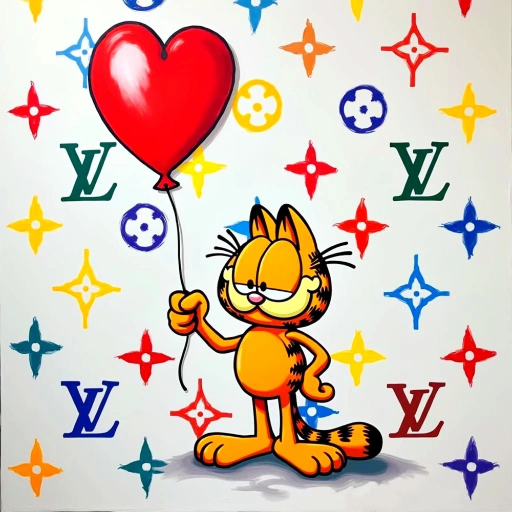 Bild 1 von Hommage Garfield Girl with Balloon 90 cm x 90 cm Leinwand