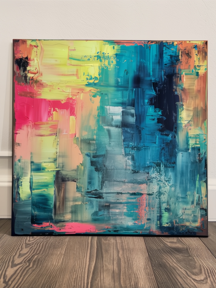 Bild 1 von Ocean Blue Summer Abstrakt Nr. 3  / (Größe) 90x90 cm 2 cm Leinwand gespiegelt