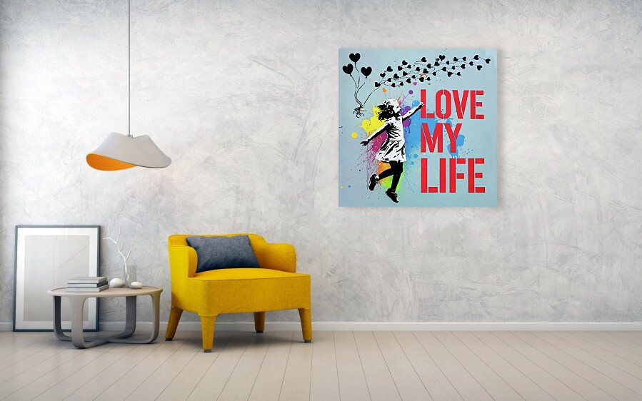 Bild 1 von Stencil Art Girl with Balloon- Love my life  02 Edition of 50