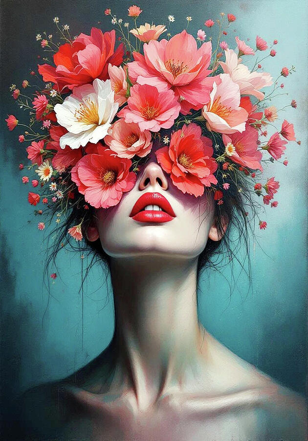 Bild 1 von Abstrakte Weibliche Portrait - Farbe Rot Flora 03