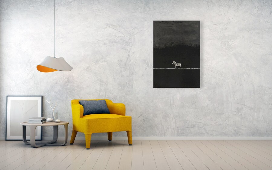 Bild 1 von Minimalismus Abstrakt einsamer winziger Zebra grau schwarz - Edition of 50