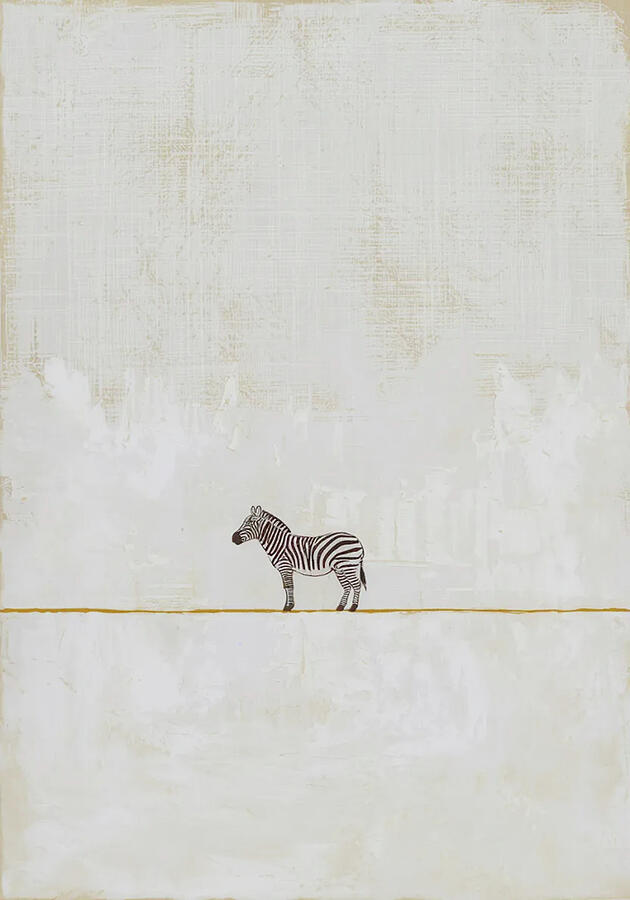 Bild 1 von Minimalismus Abstrakt einsamer winziger Zebra creme beige - Edition of 50