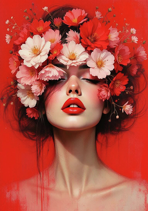 Bild 1 von Abstrakte Weibliche Portrait - Farbe Rot Flora