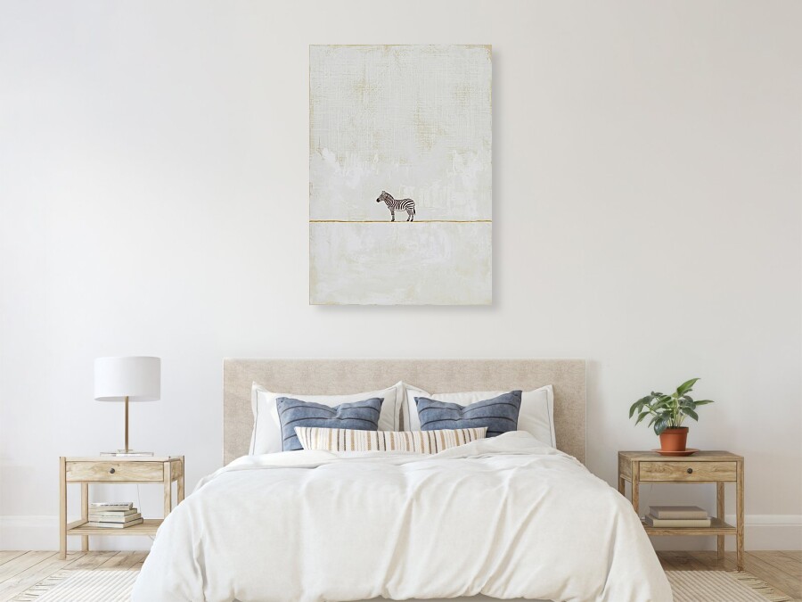 Bild 1 von Minimalismus Abstrakt einsamer winziger Zebra creme beige - Edition of 50
