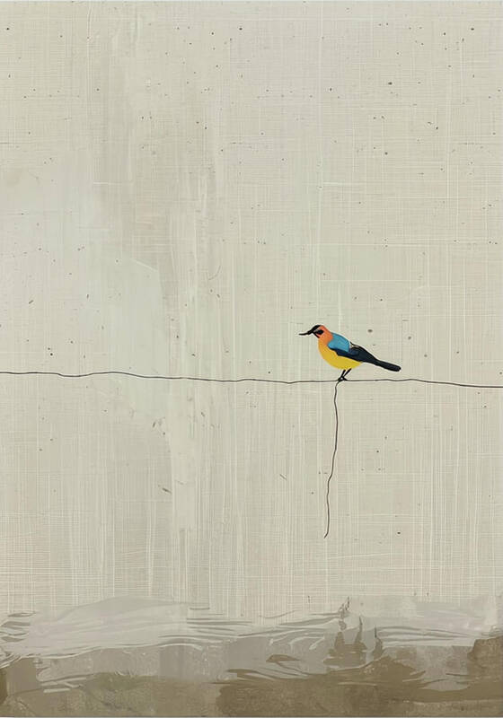 Bild 1 von Minimalismus Abstrakt einsamer bunter Vogel Edition of 50  / (Größe) 30x40 cm Leinwand gespiegelt