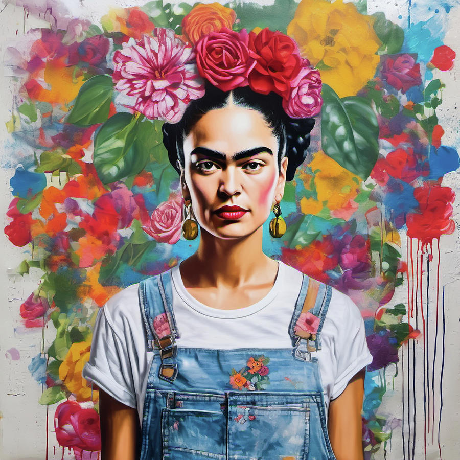 Bild 1 von Hommage Frida Kahlo Flower 90 cm x 90 cm Leinwand