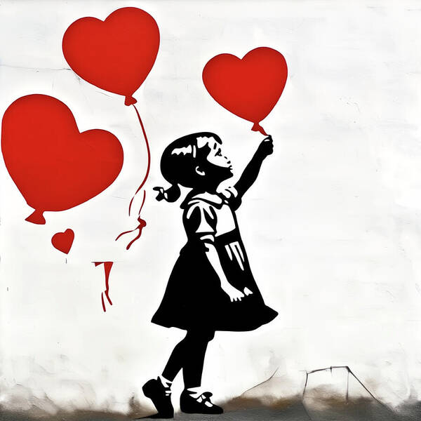 Bild 1 von Girl with Balloon Banksy Hommage Love triple - by Team W 32