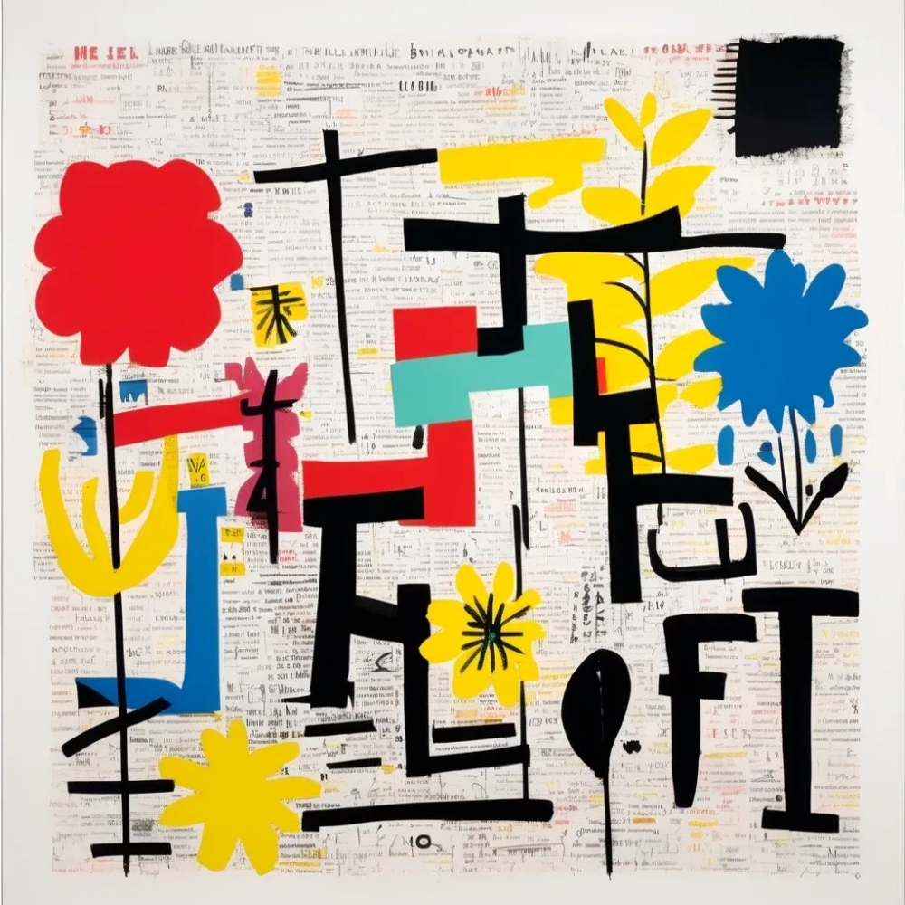 Bild 1 von Einzelstück - Hommage an J.M. Basquiat  Urban Flora 01 95x95 cm