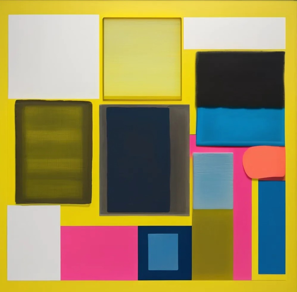 Bild 1 von Geometrie-  Bauhaus - Abstrakt - M45  / (Größe) 100x100 cm 2 cm Leinwand gespiegelt