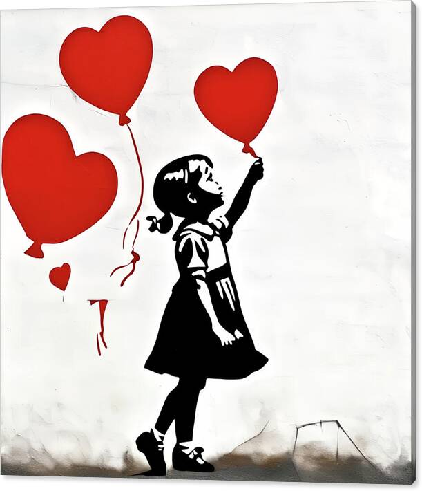 Bild 1 von Girl with Balloon Banksy Hommage Love triple - by Team W 32