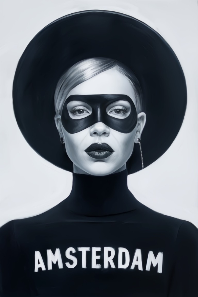 Bild 1 von S/W City Female - Amsterdam  / (Größe) 60x80 cm 2 cm Leinwand gespiegelt