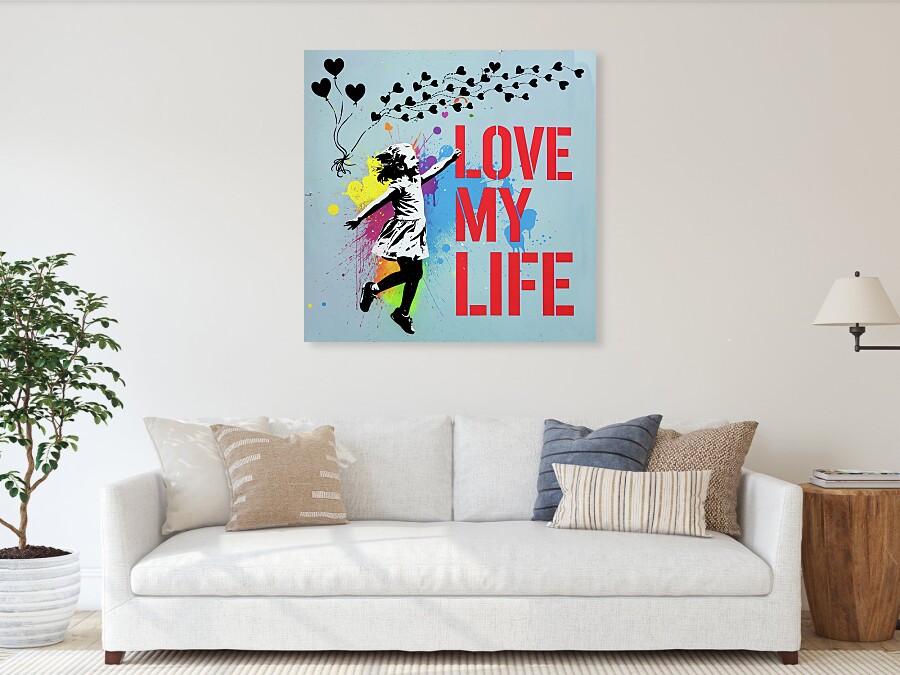 Bild 1 von Stencil Art Girl with Balloon- Love my life  02 Edition of 50