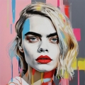 Bild 1 von Hommage Cara Delevingne Pop Art Photo Realismus - Pop Art Photo Realismus