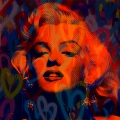 Marilyn Monroe Neon Orange Love Pop Art by Felix von Altersheim