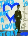 Einzelstück! Hommage an  Charlie Chaplin This is not an love Story Blau 60x80 cm