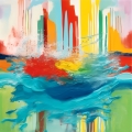 Einzelstück! Abstrakt Splash J63 XXL Format 90x90 cm 5 cm Galeriekeilrahmen