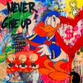 Hommage Donald Duck Never give up  Part 1 90 cm x 90 cm Leinwand