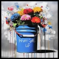 Bild 1 von Premium - Galerie Rahmen -  Never give up  - Bunte Blumen - Street Art